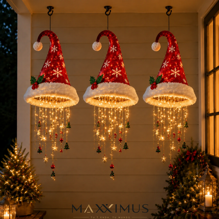 Lámpara Colgante Gorro de Papá Noel con Luces LED — Promoción Anticipada de Navidad: Llevá 3 y Pagá 1