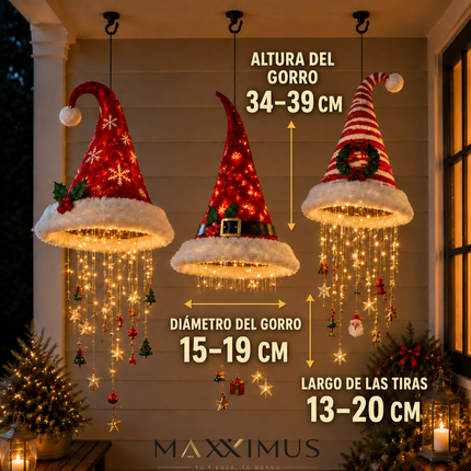 Lámpara Colgante Gorro de Papá Noel con Luces LED — Promoción Anticipada de Navidad: Llevá 3 y Pagá 1