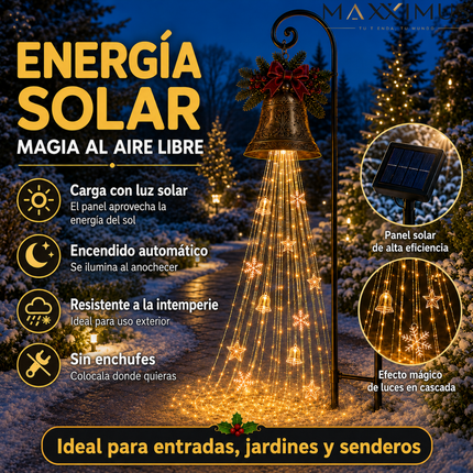 Campana Navideña Solar con Cascada de Luces LED — Promoción Anticipada de Navidad: Llevá 2 y Pagá 1
