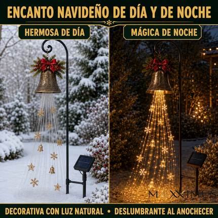 Campana Navideña Solar con Cascada de Luces LED — Promoción Anticipada de Navidad: Llevá 2 y Pagá 1