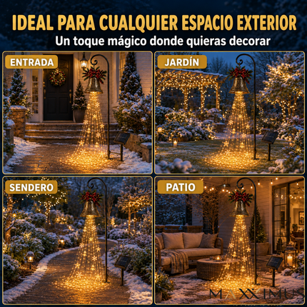 Campana Navideña Solar con Cascada de Luces LED — Promoción Anticipada de Navidad: Llevá 2 y Pagá 1