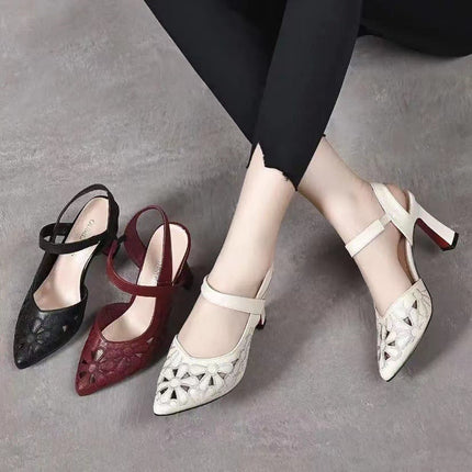 Zapatos de Taco Grueso con Punta Puntiaguda
