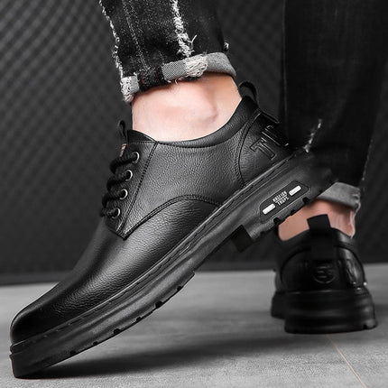 Botas para Hombre de Estilo Inglés, Negras, de Caña Media, Versátiles y Modernas
